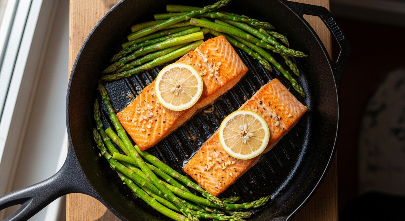 The Best 15-Minute Garlic Butter Salmon with Asparagus